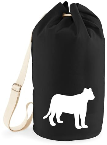 Huuraa Seesack Panther Silhouette 20 Liter Black Baumwolle Rucksack Geschenkidee