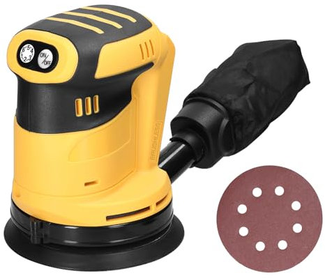 Brilluxa lijadora orbital, lijadora sin escobillas inalámbrica de 125 mm con control de velocidad 6, herramienta de molienda eléctrica, pulidora de metales de madera, depilación automática