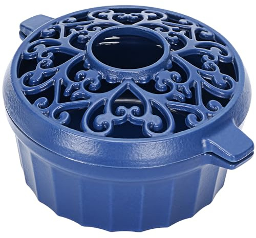 Wood Stove Steamer-Fireplace Humidifier,Cast Iron Humidifier for Stove, Matte Black Finish, Rust Resistant, Lattice Top, 2.5 Quart Capacity,Wood Burning Stove Indoor Decorative.Blue