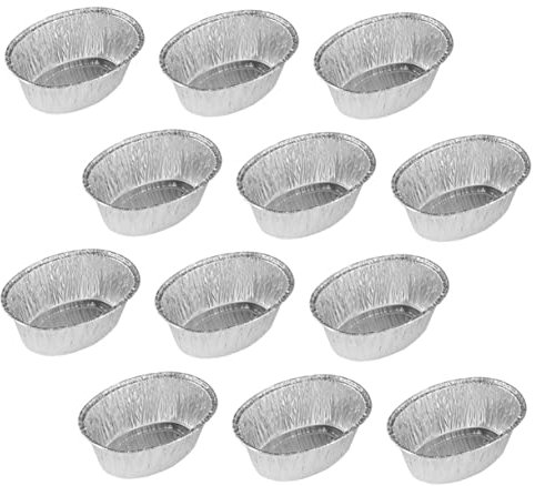 Didiseaon 125pcs Oval Disposable Tinfoil Plates Baking Bowls Aluminum Foil Trays Oven Safe for BBQ Roasting Meal Prep Catering and Takeaway