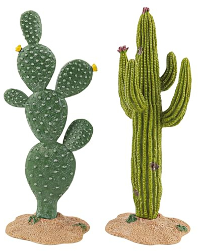 Qerutk 2Pcs PVC Cactus Plants, Cacti Figurines Terrarium Decor, 5.5Inch Simulation Cactus Plant Landscaping Decoration for Home Office Garden Fake Plant Sand Table Decoration