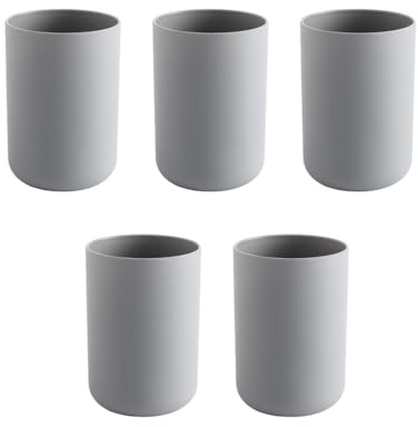 Zahnbecher Zahnbürstenbecher Zahnbürsten Becher: Kunststoff grau 2.83x2.83x4.06 Zoll Zahnbecher Kunststoff Zahnbürste Becher Bad Büro Camping Klassenzimmer Haushalt für Haushalt, 5 Stück