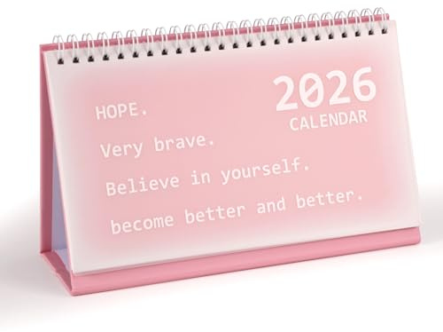 Penitue Kleiner Tischkalender 2025-2026, 18 Monate Juli 2025-Dezember 2026 Mini Stand Klappkalender Tragbar Tischplaner für Zuhause Büro Schule (Rosa)