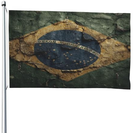 Drapeau du Brésil double face 1,2 x 1,8 m – Bannière robuste d'extérieur et de jardin, parfaite pour chambre à coucher et jardin