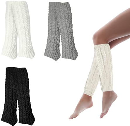 FYZSJWL 3 Paar Damen Beinstulpen, Winter Stulpen Damen, Häkelarbeit Gestrickte Leg, Overknee Beinwärmer Beinstulpen für Herren mädchen, Warm und Bequem, für Winter Frühling und Herbst