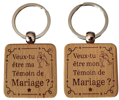 Porte-clés en Bois Gravé Personnalisé - Veux-tu être mon/ma témoin ? - Cadeau Demande Témoin Mariage