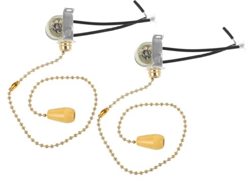 HAMPPLIES Interrupteur à Tirette pour Ventilateur de Lampe, 2 Pcs, Bois et Fer, Installation Facile, Usage Sûr et Fiable pour Maison et Showroom