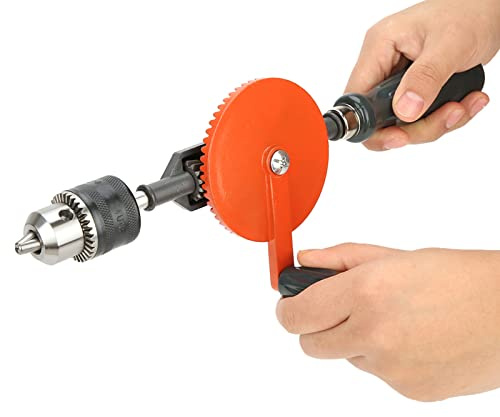Fockety Trapano a Manovella Trapano Manuale Efficiente per Legno e Plastica, Mandrino Regolabile per Varie Dimensioni, Ideale per la Lavorazione Manuale del Legno, Mini (3/8 di pollice)