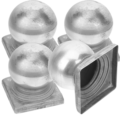 BIUDECO 4 pezzi Tappi per Paletti Recinzione in Metallo Forma Sferica Coperture Protettive per Colonne Barriera Traffico e Ringhiere Estensione Durata e Design Decorativo con Liscio