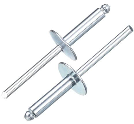 QUARKZMAN 100Stück Blindnieten 3/16x3/4 Aluminium Nieten, Popnieten Mit Greifer Und Stahl Dorn Große Flansch Befestigungsniete Für Metall Möbel Automotive Silber