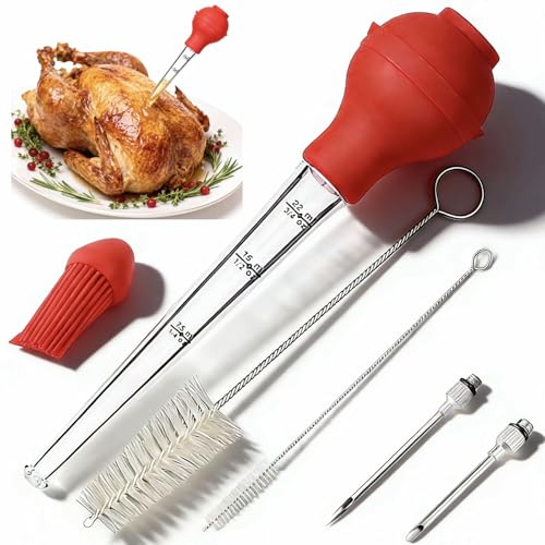 Turkey Baster, 3.5oz Portable BBQ Marinade Injector Kit, Meat Injector Syringe for Home Baking, Thanksgiving, Christmas, Party Cooking and Roasting