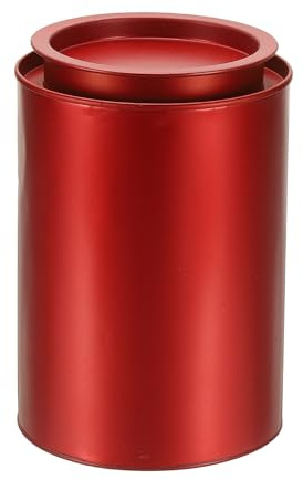 QUARKZMAN Scatola Rotonda Per Tè Aperto Ermetica 3.94 x 5.59 Rosso | Scatola Rotonda In Latta Con Coperchio Contenitore In Metallo, Per Conservare biscotto Caramelle, In Metallo
