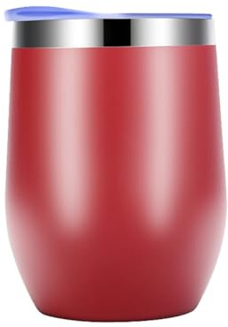 Uikdjgu Coquetier Double Couche en Acier Inoxydable, Tasse Isolée sous Vide, Vin Rouge, Coquetier, Gobelet à Café avec Couvercle Rouge