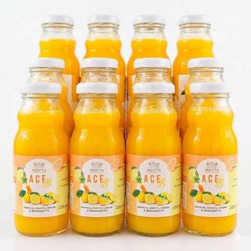 Consorzio Motta - ACE-B bevanda a base di Arancia, Carota, Limone e Bergamotto Senza Conservanti, Ricco di Vitamine, Pack 12x 200 ml