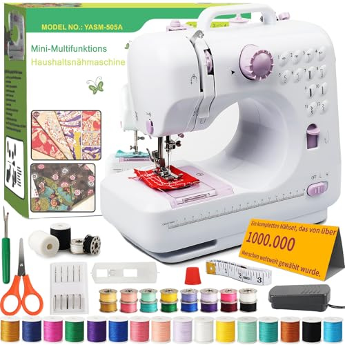 BRICH Mini Nähmaschine Set – Tragbare & Einsteigerfreundliche nähmaschine anfänger mit 12 Stichen für Erwachsene und nähmaschine kinder Alter 8-12, Ideal für DIY Projekte und Reisen Strom/Batteriebetr