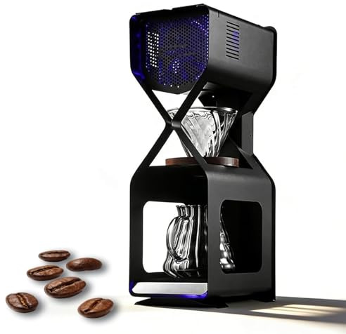 Electric Ice Drip Coffee Maker - Iced Brew Coffee Machine with LED Touch Screen, Audible and Visual Alarm, Adjustable Flow Rate, Ideal for Home or Coffee Shop