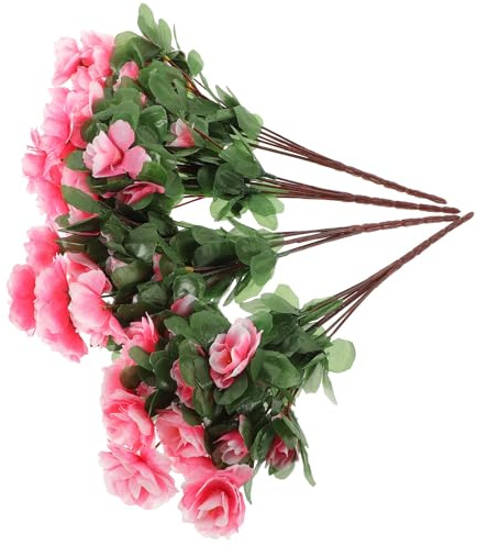 Hoement Fiori Finti Azalea Rosa Realistici 4 Pezzi e Ferro