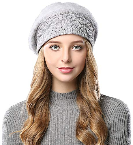 Superora Damen Baskenmütze Winter Vintage Strickmütze mit Fleece Warm | Klassische, Gestrickt, leicht, Winter Warm & Bequem