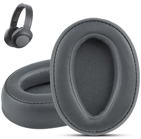 Krone Kalpasmos Earpads Cushions for Sony WH-H900N / MDR-100ABN-Grey | for WH-H900N /MDR-100ABN Headphones Over Ear Cushion, Soft Memory Foam Protein Leather Replacement Sony Headset Repair Part