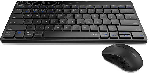 Rapoo 8000M Zubehör Set für Computer, Tastatur und Maus Kabellos, Multi - Mode, Kabellos, Wireless, USB, 2.4GHz, Bluetooth, Multimedia Tasten, 1300 DPI, Schwarz