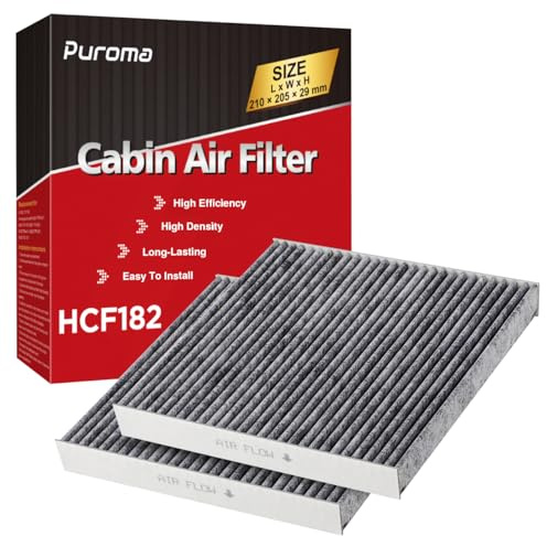 Puroma 2 Pack Cabin Air Filter with Activated Charcoal Layer Replacement for CP182, CF11182, Honda Civic, Clarity, CR-V, CR-Z, HR-V, Fit, Insight, Odyssey, Acura MDX, RDX, TLX, INTEGRA