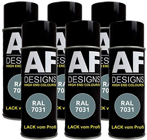 Alex Flittner Designs 6X Ral Pintura en Espray Pintura Coche Laca Colorida Lata de Aerosol RAL7031 Gris Azulado Mate