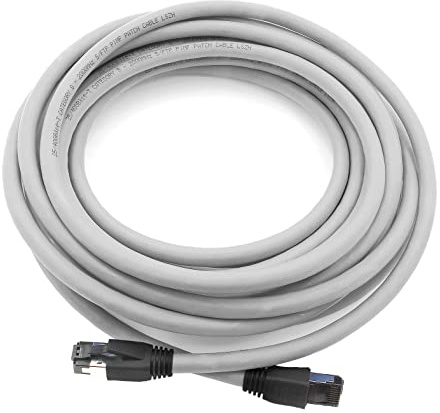 1CONN Cable de red Ethernet Cat8 de 1,5 m, 40 Gb S, FTP, LSZH Cat 8, cable de datos Rj45 gris, 1 pieza de 1,5 m