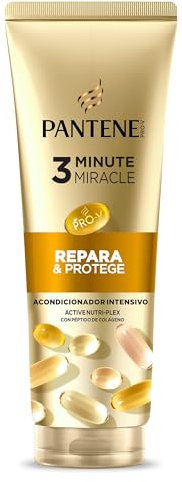 Pantene Pro-V Repara y Protege Acondicionador 3 Minute Miracle 220ml para Pelo Seco y Dañado. Fórmula Pro-V con Active Nutri-Plex. Ayuda a Reparar Daños Visibles en 1 Uso y Revitaliza el Pelo