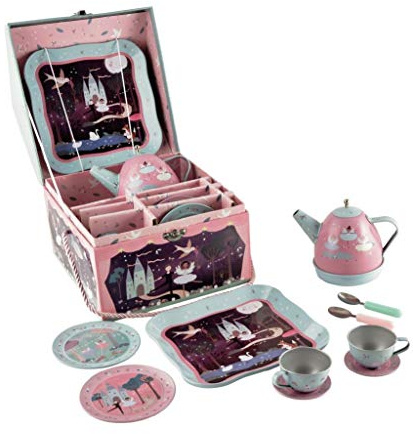 Floss & Rock Enchanted Musical Tin Tea Set in House Case