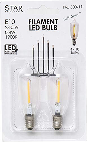 Star Universal LED, E10, trasparente, 1900 K, 0,4 W, 5 lm, 2 pezzi, 300-11