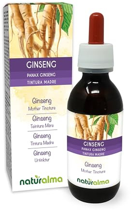 Ginseng (Panax ginseng) Wurzeln Alkoholfreier Urtinktur Naturalma - Flüssig-Extrakt Tropfen 120 ml - Nahrungsergänzungsmittel - Veganer