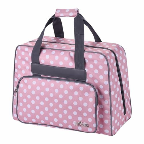 Phönix Taschen für Nähmaschinen 45x21x37cm und Overlockmaschinen 39x32x36cm (Polka Dots Rosa, Nähmaschinentasche)