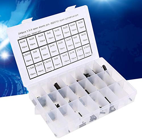 Posicionamiento de piezas auxiliares, pasador cilíndrico elástico hueco de acero al carbono, 1.5-5, 240 piezas