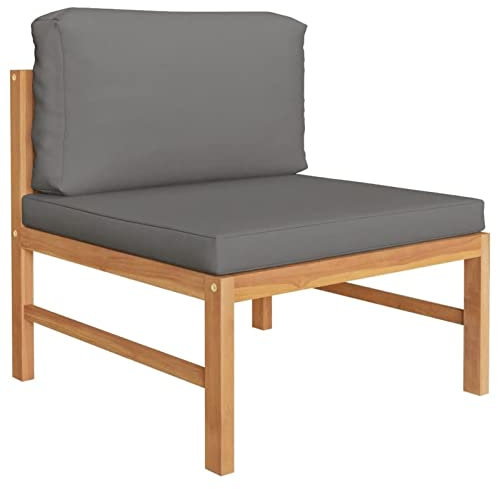 Gecheer Modular Mittelsofa mit Dunkelgrauen Auflagen Sofa Lounge Gartensofa Einzelsofa Gartenmöbel Loungesofa Massivholz Teak