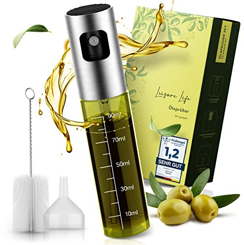 Leisure Life® | NEUEINFÜHRUNG | Hochwertiger Ölsprüher | grünes UV-Schutz Glas & vollmantel Edelstahl | 100% BPA frei