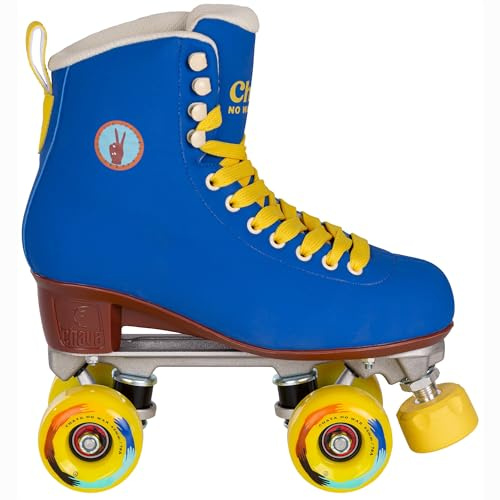Powerslide Deluxe NO WAR Roller Skates, Blue and Yellow (Size: 39)