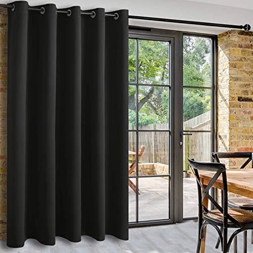 DWCN Door Curtain for Living Room, 1 Panel Black Curtains 84 inch drop Thermal Insulated, Black, 80 x 84 inch Width by Length