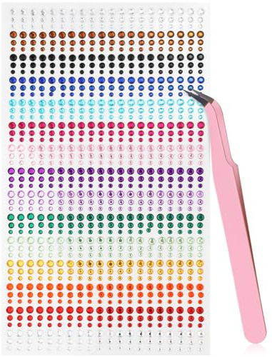900 Strass Gesichtsaufkleber, Gesichts Diamanten Edelsteine mit Pinzette Gesichtssteine selbstklebende Strasssteine für Gesicht, Haare, Augen, Nägel, DIY-Basteldekorationen (15 Farben)