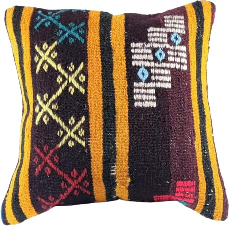 kelim kissen 40x40 cm handgefertigt kelim kissenbezug orientalische kissen kopfkissen viereckig dekorative bohemian kissenhülle dekokissen sofakissen zierkissen code E817