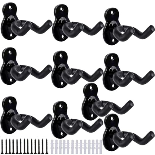 Lot de 10 supports muraux en métal robuste pour guitare acoustique, électrique, banjo, basse, ukulélé