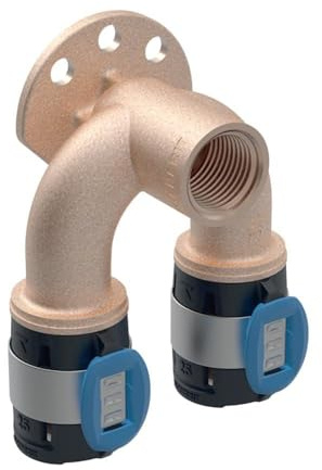 Geberit FlowFit Doppelanschlusswinkel 90°, 20 mm x 1/2 x 20 mm, L: 52 mm