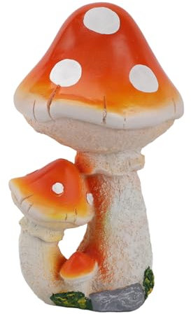 Statue De Jardin En Résine De Champignon, Décoration De Champignon, Accessoires De Jardin Féerique, Petites Figurines De Champignons, Micro-décoration De Jardin De Pelouse, Nains De Jardin(Orange)