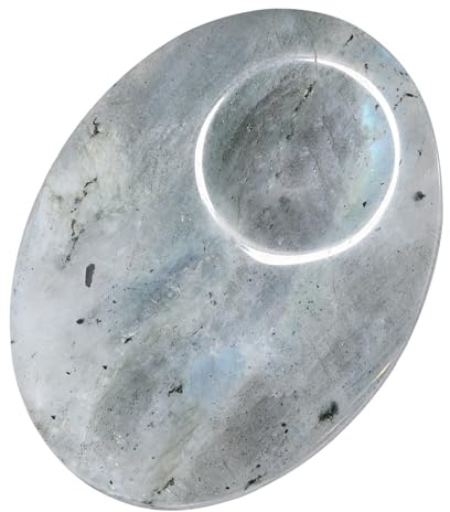 Labradorit Handschmeichler Stein Daumenstein Edelstein Heilstein oval | Handschmeichler Edelstein, Glücksbringer Taschenstein gegen Stress und Angst, Reiki Heilstein für Meditation Massage Gua Sha