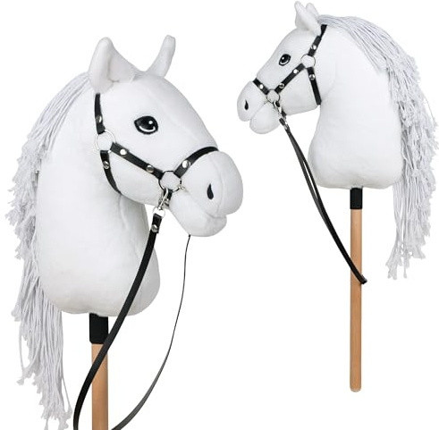 Pink Papaya Hobby Horse Mia, mit Halfter und Trense, Steckenpferd fürs Hobby Horsing, Pferd zum Reiten für Kinder