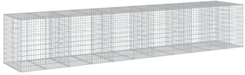 vidaXL Gabionkorg med skydd 550x100x100 cm galvaniserat järn, gabionkorg, stenmur, gabionmur, gabionkorgar, stenmurar, gabinmurar, gabionvägg