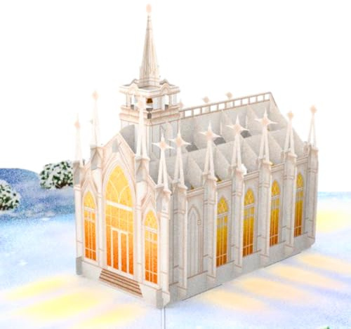 Three Dee Cards - Festliche gotische Kirche n 3D Pop-Up Weihnachtskarte, Geldgeschenk für Tochter, Sohn, Ehemann, Ehefrau, Bruder, Schwester, Mama, Papa, Familie, Weihnachtsgrußkart