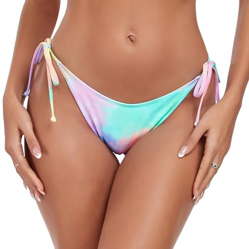 RELLECIGA Badkläder för dam klassisk bikini med knytbotten, Splash, M