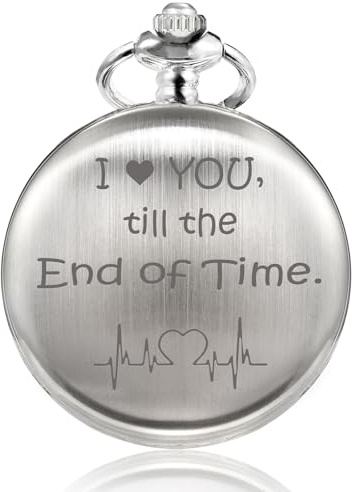 TREEWETO Herren Taschenuhr Geschenke für Ehemann Freund Geburtstag Valentinstag Hochzeitstag Vatertag Weihnachten, personalisierte Gravur für ihn
