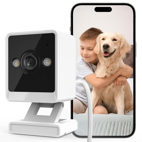 2K Cameras for Home Security, Night Vision WiFi Camera, 2 LED Lights, Indoor Camera for Elder/Baby/Pet, Pet Camera, Cloud Storage & SD Card Storage, Security Camera, Support 2.4G WiFi, No UK Plug