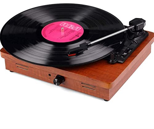 Gramophone Elite High Fidelity Vinyl Turntable Record Player Cartridge Belt Drive Built-in Preamp Adjustable Counterweight Solid Wood Plinth - Walnut MERYSELECT